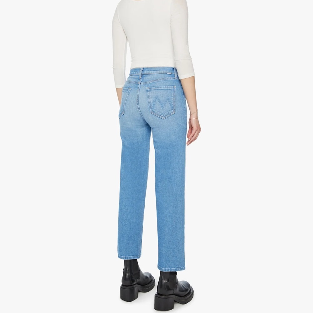 Rambler Zip Ankle- Light Blue Soft High-Rise Straight Jeans (MOTHER)
